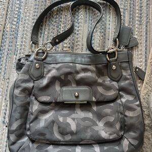 Coach Gray and Silver Shoulder Bag
